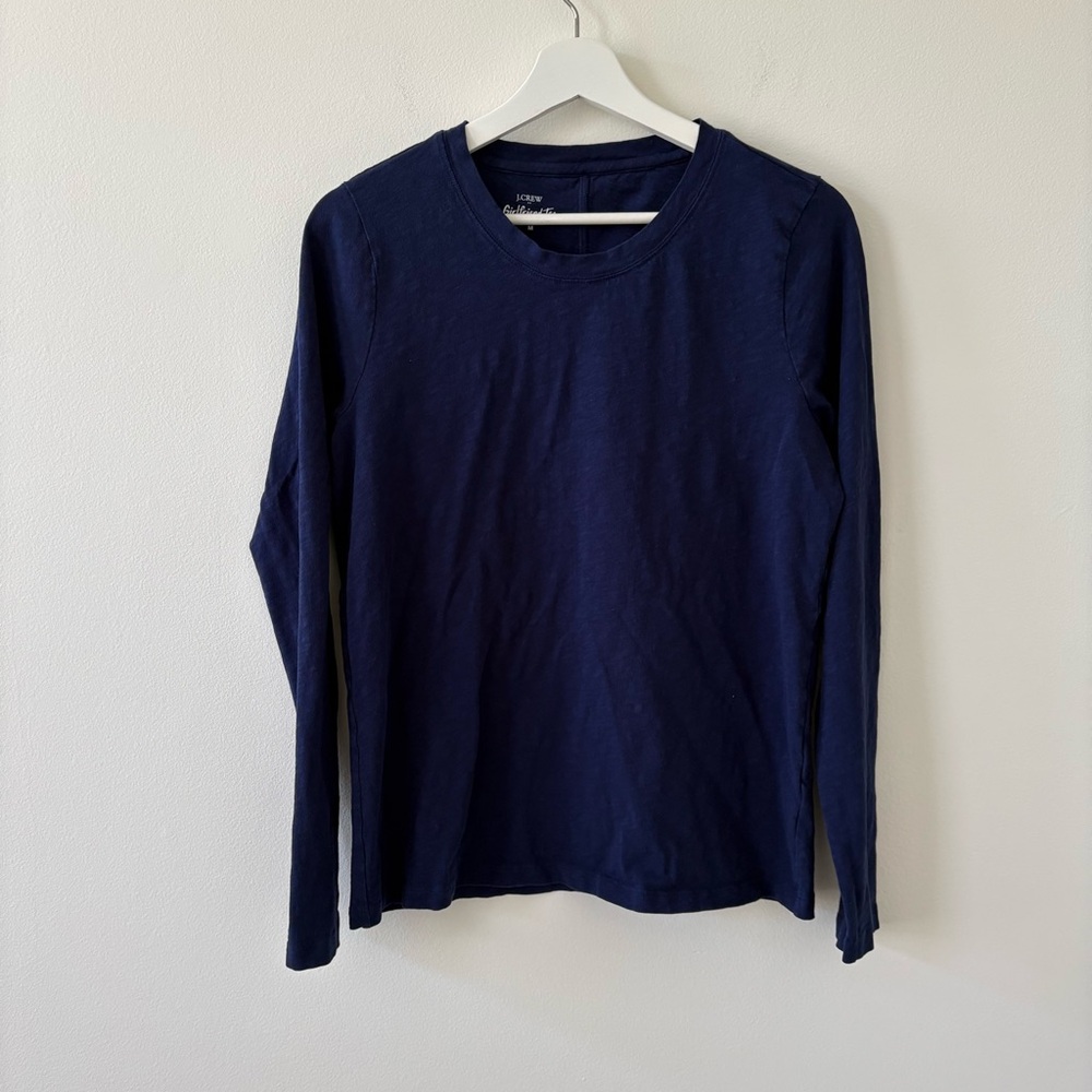 J. Crew Factory Women’s Crew Neck Girlfriend Tee Navy Blue